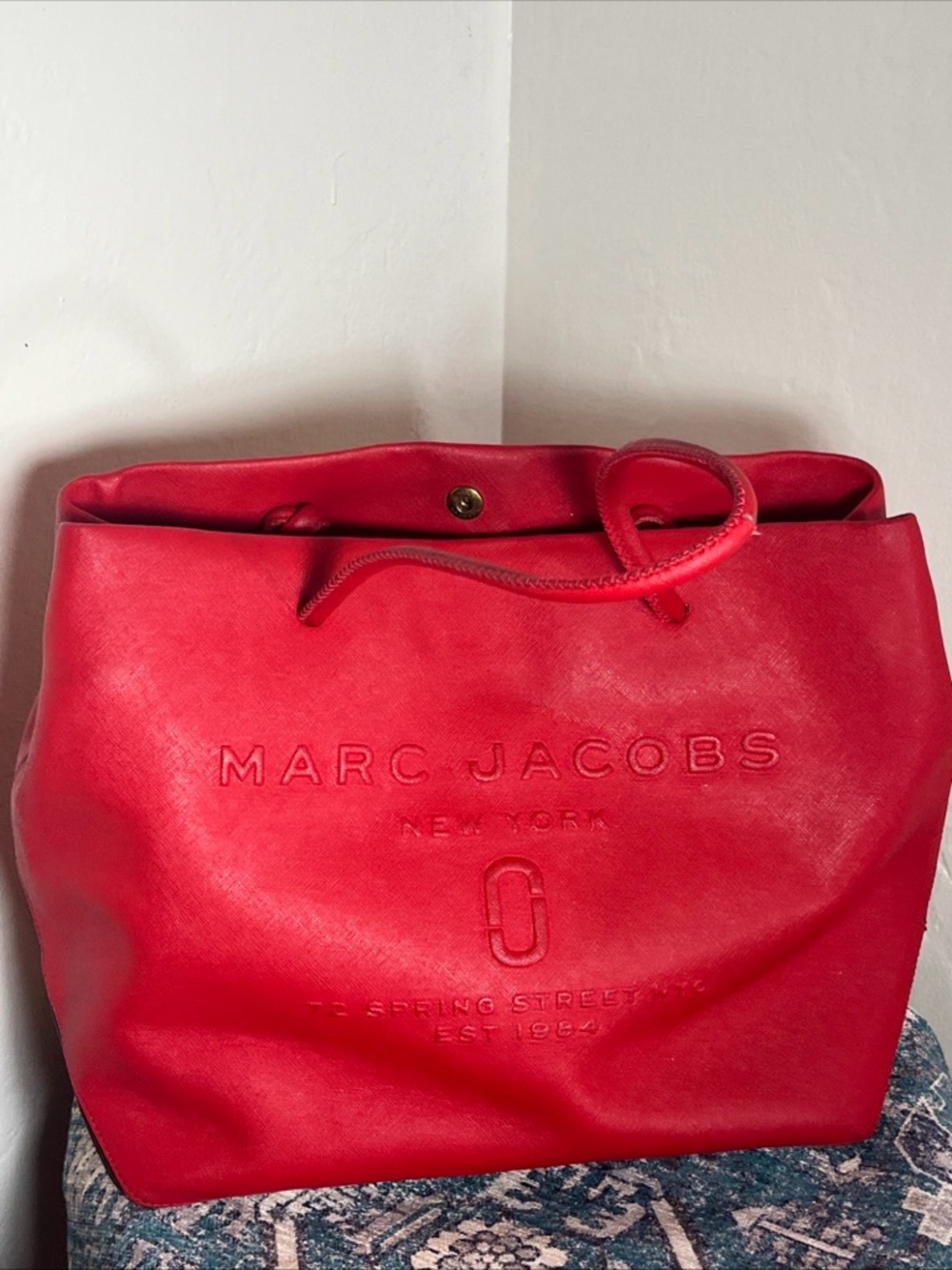 Marc Jacobs Tote Bag Leather Red East West Large